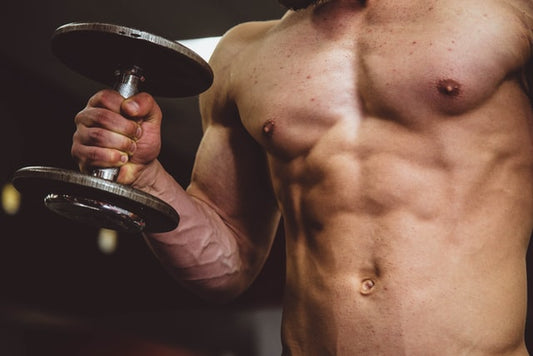 man lifting weights
