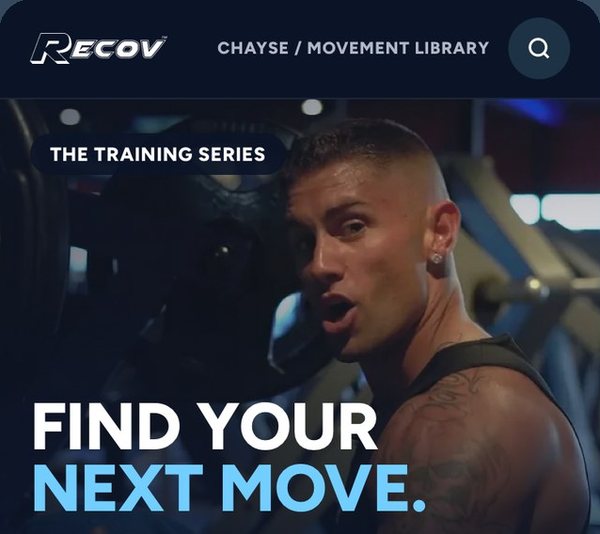 The Recov training series app: Chayse under the headline Find your next move